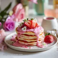 Perfect Galentines Brunch Recipe with Pink Pancakes for Your Besties Party-Ready