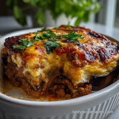 Greek Dinner Recipes: Authentic Moussaka with Rich B&eacute;chamel Recipe Card