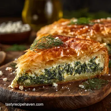 Greek Recipes: Authentic Spanakopita Pie with Feta Dill Recipe Card