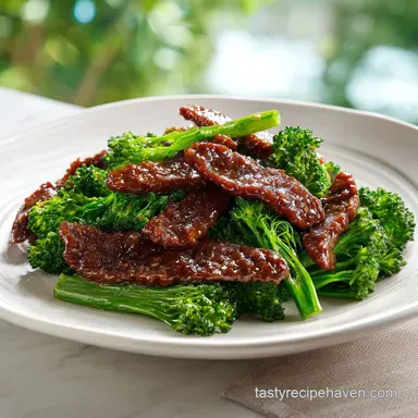 Beef and Broccoli for 4 Servings: Velvety Pan-Seared Beef Recipe Card