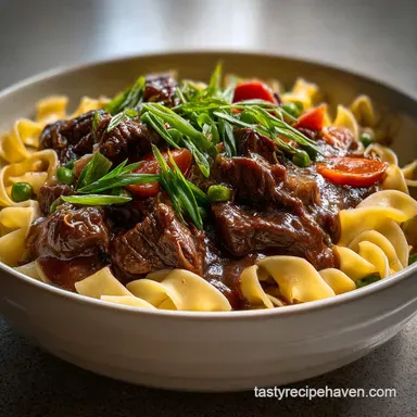 Beef and Noodles: Slow Cooker Recipe Recipe Card