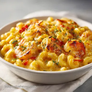 Cajun Shrimp Macaroni Cheese: Creamy Recipe for 6 Servings Recipe Card