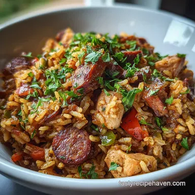 Chicken and Sausage Jambalaya Recipe - Creole Flavor Recipe Card