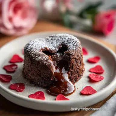 Valentines Day Recipe with Chocolate Lava Cake for Two Recipe Card