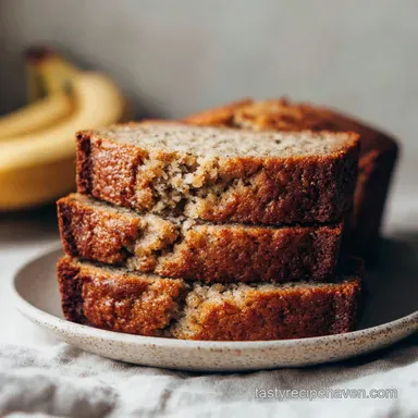 Banana Bread Recipe: A Moist and Velvety Loaf for 10 Servings Recipe Card