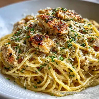 Creamy Chicken Garlic Parmesan Pasta for 4 Recipe Card