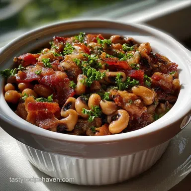 Comforting Black Eyed Peas Recipe Crock Pot with Bacon Recipe Card