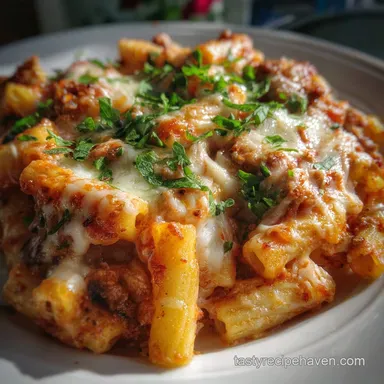 Crock Pot Ziti for 10 People - Slow Cooker Baked Recipe Card