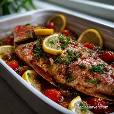 Baked Red Snapper: Zesty Mediterranean Dish Recipe Card