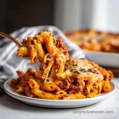 Easy Crockpot Baked Ziti Recipe for 8 Recipe Card