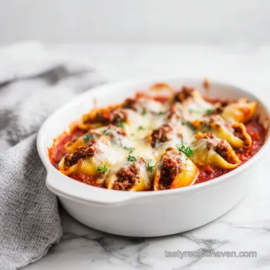 Stuffed Shells With Ground Beef for 10 Recipe Card