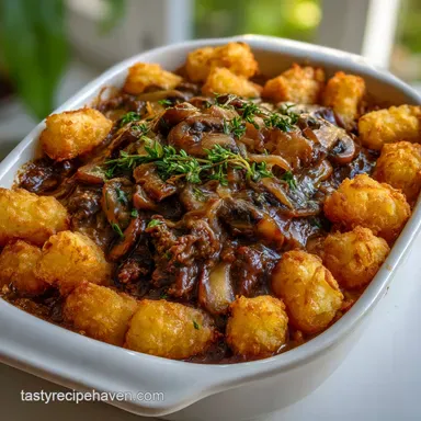 Tim Walz Hot Dish: Scratch Beef Mushroom Casserole Recipe Card