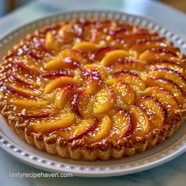 Peach Tart with Puff Pastry: Baked Recipe Card