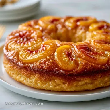 Fresh Peach Season Cake for 12 Slices Recipe Card