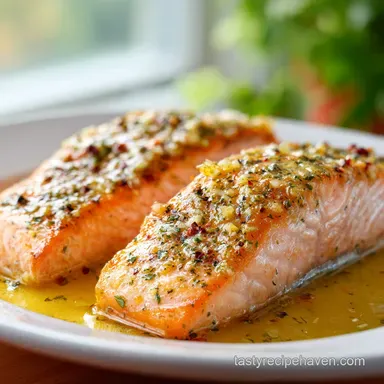 Garlic Butter Baked Salmon in 20 Minutes: Tender and Golden Recipe Card