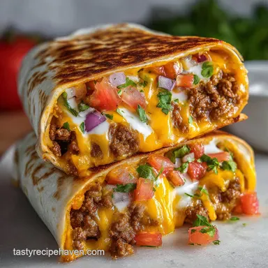 Grilled Cheese Burrito Taco Bell Copycat Recipe with Seasoned Beef in 45 Minutes Recipe Card