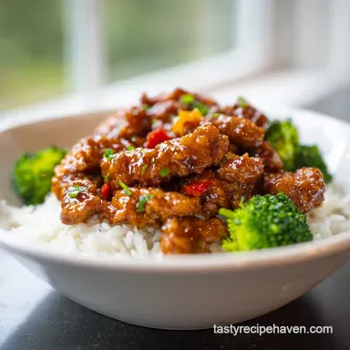 Ground Orange Chicken in 20 Minutes Recipe Card
