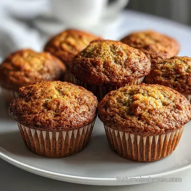 Healthy Banana Muffins with Greek Yogurt | Fluffy Baked Recipe Card