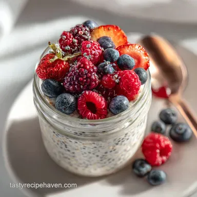 Best Healthy Overnight Oats Breakfast Recipe with Fresh Berries: Overnight Prep Recipe Card