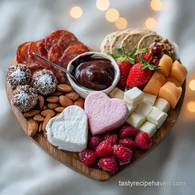 Valentines Day Charcuterie Board Idea with Heart-Shaped Cheese and Berries in 20 Minutes Recipe Card