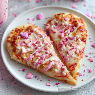 Tasty Galentines Party Food Idea with Heart-Shaped Pizza for Your Table - Party-Ready Recipe Card
