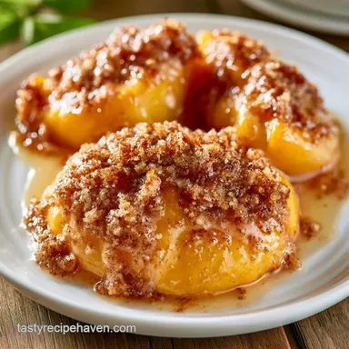 Homemade Peach Crisp Dessert with Oats Recipe Card