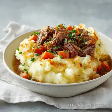 Shepherds Pie with Ground Lamb: Creamy Mash for 8 Servings Recipe Card