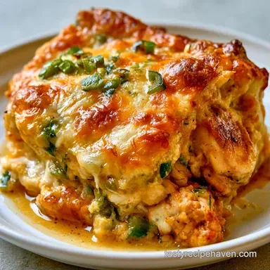 Creamy Jalapeno Popper Chicken Casserole Recipe Card