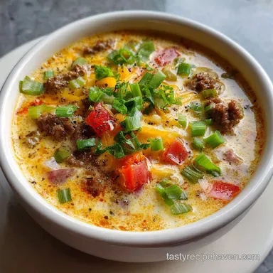 Keto Cheeseburger Soup Recipe in 30 Minutes Recipe Card