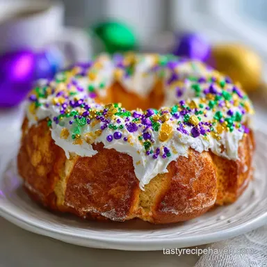 Mardi Gras King Cake Recipe with Cream Cheese Recipe Card