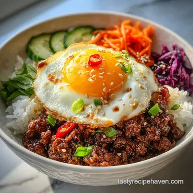 Korean Ground Beef Bowl in 20 Minutes - Savory Glaze Recipe Card