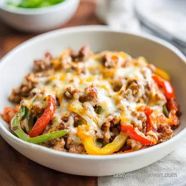 Low Carb Philly Cheesesteak Casserole Recipe for 6 Servings