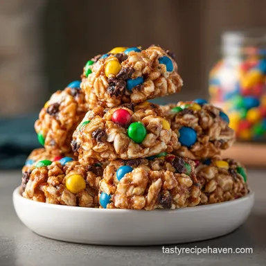 Healthy Monster Cookie Protein Ball Easy | No-Bake Energy Bites Recipe Card