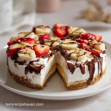 No Bake Banana Split Cake Dessert: Creamy Layered Treat Recipe Card