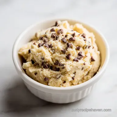 No Bake Edible Keto Cookie Dough Recipe with Chocolate Chips Recipe Card