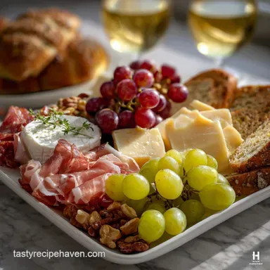 Beautiful New Years Eve Charcuterie Board with Sparkling Grapes