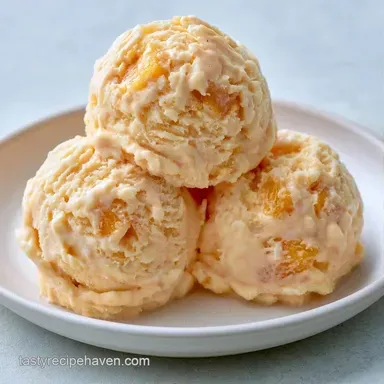 Creamy Peach Custard Ice Cream Recipe Card