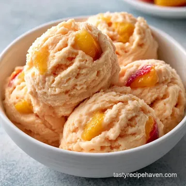 Creamy Peach Vanilla Ice Cream Recipe Card