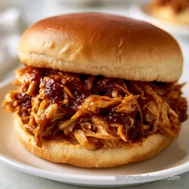 Pulled Chicken Sandwiches Slow-Cooked Recipe Card