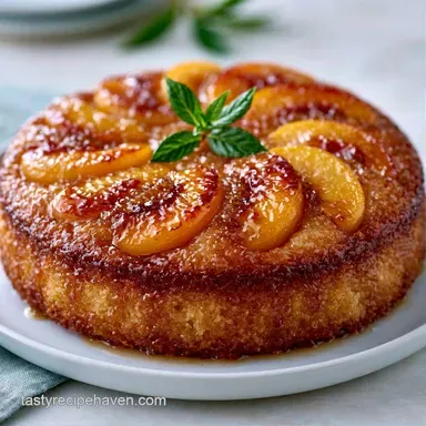 Quick Fresh Peach Cake with Sour Cream Recipe Card