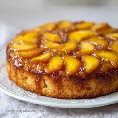 Quick Peach Cake for 12 Servings Recipe Card
