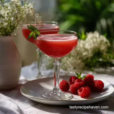 Pink Cocktail Perfect for Galentine's Day with Raspberry in 8 Minutes Recipe Card