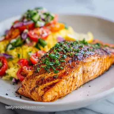Mediterranean Diet Meal Plan Recipe with Roasted Salmon (25 Min) Recipe Card