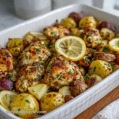 Weeknight Recipes: 30-Min Lemon-Herb Chicken Potatoes Recipe Card