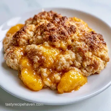 Peach Cobbler with Fresh Peaches: Golden Recipe Card