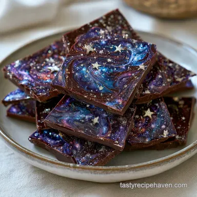 Simple Galaxy Chocolate Bark in 10 Min Recipe Card