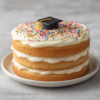 Simple High School Graduation Cake for 15 Recipe Card