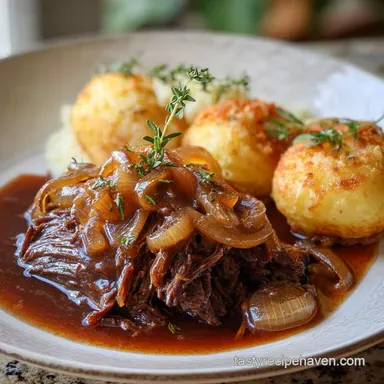 Slow Cooker or Oven French Onion Pot Roast: Tender and Caramelized Recipe Card
