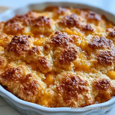 Southern Peach Cobbler with Fresh Peaches Recipe Card