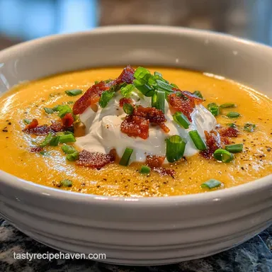 Easy Spicy Baked Potato Soup Ready in 40 Minutes Recipe Card